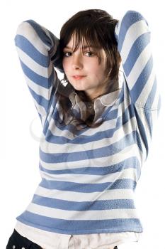 Royalty Free Photo of a Young Woman in a Striped Top