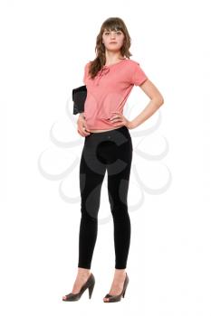 Royalty Free Photo of a Woman in Tight Jeans Holding a Purse