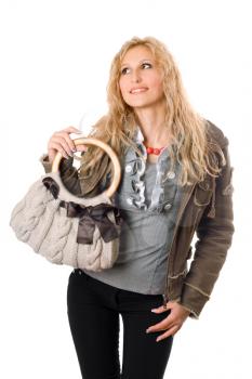 Royalty Free Photo of a Young Woman With a Bag