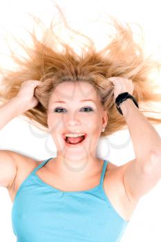 Royalty Free Photo of a Woman With Her Hair Fanned Out