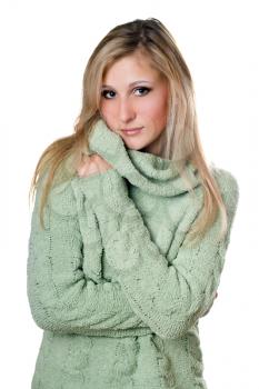 Royalty Free Photo of a Girl in a Green Sweater