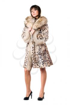 Royalty Free Photo of a Woman in a Fur Coat