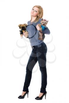 Royalty Free Photo of a Woman and Dogs