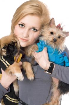 Royalty Free Photo of a Woman and Dogs