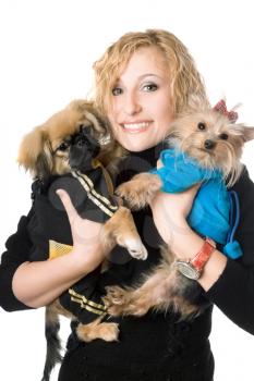 Royalty Free Photo of a Woman and Dogs