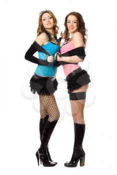 Royalty Free Photo of Two Young Women in Short Skirts