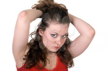 Royalty Free Photo of a Woman Holding Her Hair