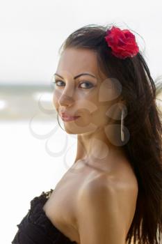 Closeup portrait of a lovely young brunette