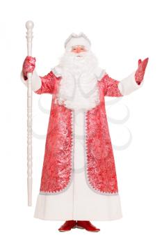 Man in Santa Claus suit. Isolated on white