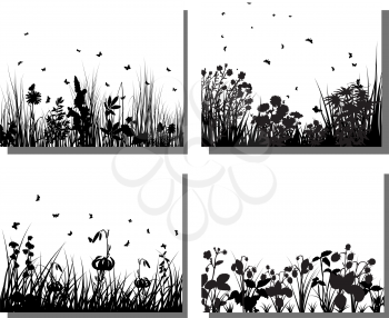 Royalty Free Clipart Image of Four Grass Silhouettes