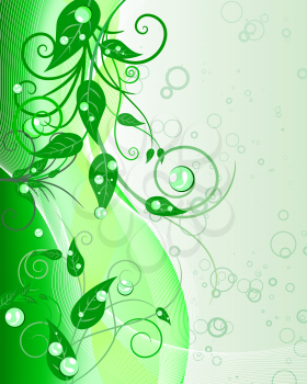 Royalty Free Clipart Image of a Green Floral Background