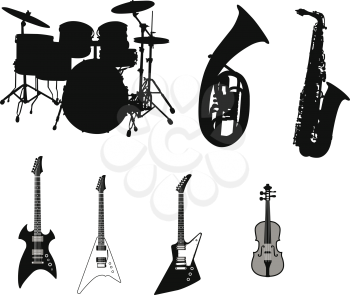 Royalty Free Clipart Image of a Set of Musical Instruments