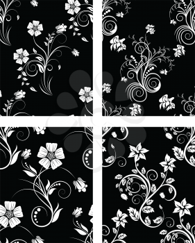 Set of seamless vector floral backgrounds. For easy making seamless pattern just drag one of four group into swatches bar, and use it for filling any contours.