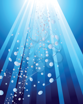 Underwater rays background for design use. Vector illustration.