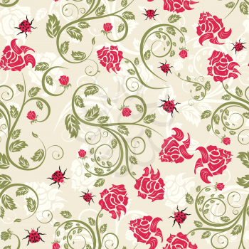 Seamless vector floral background. For easy making seamless pattern just drag all group into swatches bar, and use it for filling any contours.