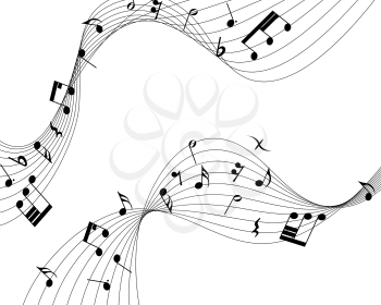 Vector musical notes staff background for design use