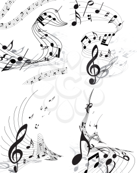 Vector musical notes staff backgrounds set for design use