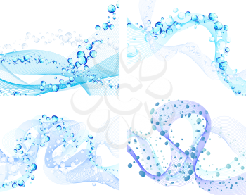 Abstract water vector backgrounds set with bubbles of air