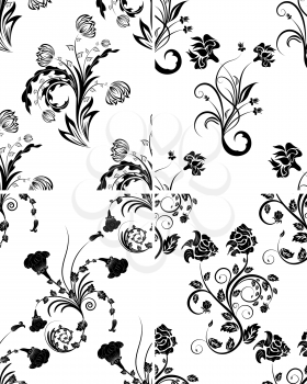 Floral seamless vector backgrounds set.  For easy making seamless pattern just drag all group into swatches bar, and use it for filling any contours.