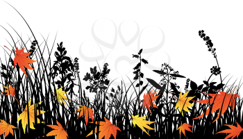 Vector grass silhouettes background. All objects are separated.