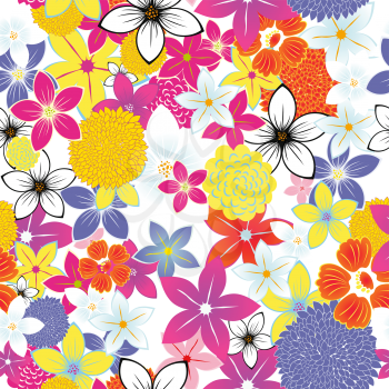 Seamless vector floral background. For easy making seamless pattern just drag all group into swatches bar, and use it for filling any contours.