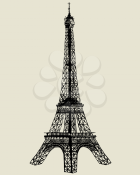 Eiffel tower. Vector sketch illustration for design use. 
