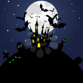 Happy halloween theme greeting card. Vector illustration.