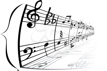 Vector musical notes staff background for design use