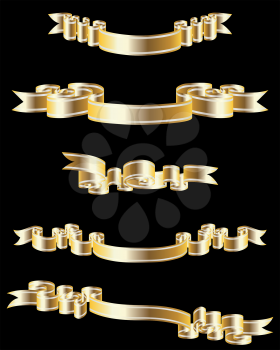 Set of different golden vector ribbons for design use
