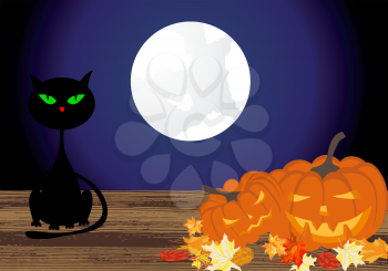 Happy halloween theme greeting card. Vector illustration.