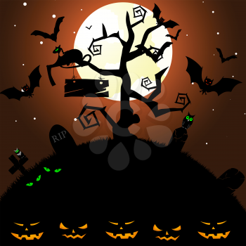 Happy halloween theme greeting card. Vector illustration.