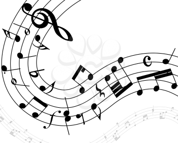 Musical note staff with lines. Vector illustration.