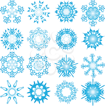 Set of winter frozen snowflakes. Fully editable EPS 8 vector version.