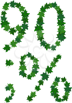 Summer maples leaves letter set. EPS 10 vector illustration.