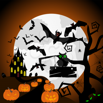 Happy halloween theme greeting card. Vector illustration.