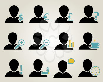 Office and people icon set. Vector illustration.