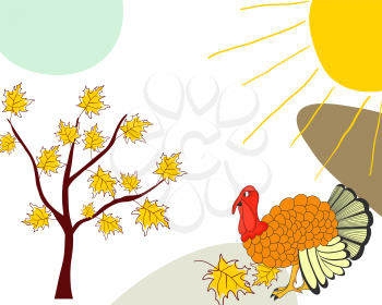 Thanksgiving Day background with maple leaves. All objects are separated. Vector illustration Eps 10.
