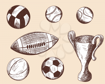  Set of different sketch balls. EPS 10 vector illustration without transparency. 