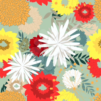 Seamless vector floral pattern. For easy making seamless pattern just drag all group into swatches bar, and use it for filling any contours. EPS 10.