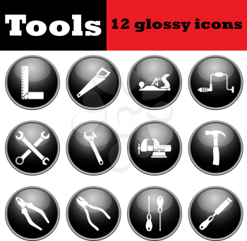Set of tools glossy icons. EPS 10 vector illustration
