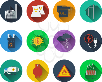 Set of energy icons in flat design