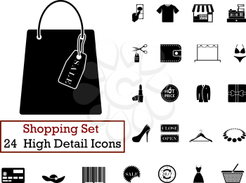 Set of 24 Shopping icons in Black Color.