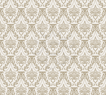 Damask Seamless Pattern. Elegant Design in Royal Baroque Style Background Texture. Floral and Swirl Element. Ideal for Textile Print and Wallpapers.Vector Illustration.