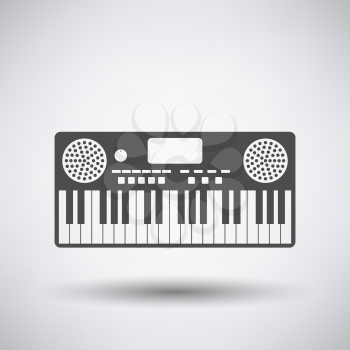 Music synthesizer icon on gray background with round shadow. Vector illustration.