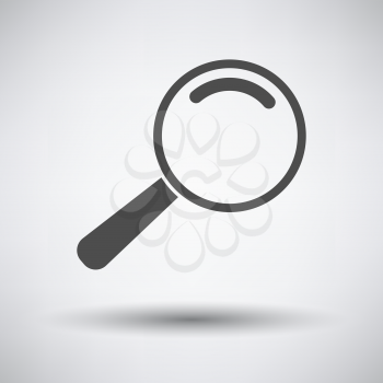 Loupe icon on gray background with round shadow. Vector illustration.