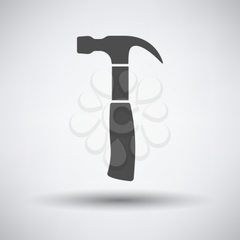 Hammer icon on gray background with round shadow. Vector illustration.
