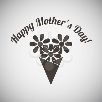 Mother's day emblem with flowers bouquet. Vector illustration. 