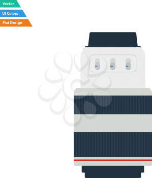 Flat design icon of photo camera zoom lens in ui colors. Vector illustration.
