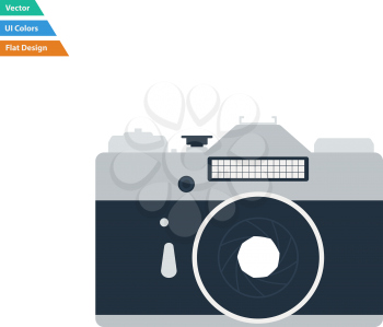 Flat design icon of retro photo camera in ui colors. Vector illustration.