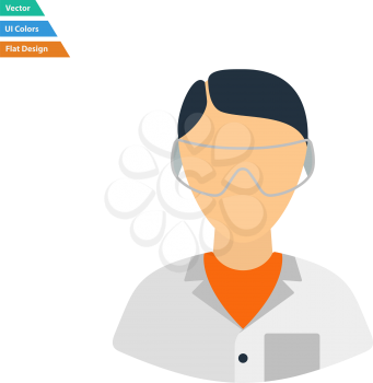 Flat design icon of chemist in eyewear  in ui colors. Vector illustration.
